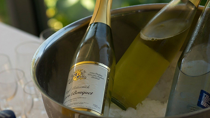 ice bucket with champagne and wine