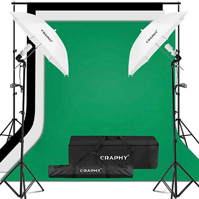 CRAPHY Lighting w/ Muslin Backdrop Kit