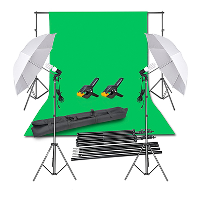 Emart Continuous Lighting Kit w/ Chromakey Green Screen